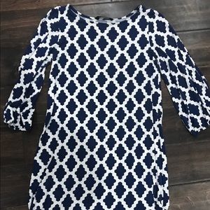 Blue and White Shift Dress